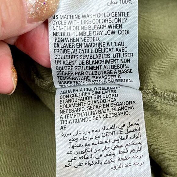 INC International Concepts Army Green Puff Long Sleeve Tee Shirt XL - Picture 9 of 10